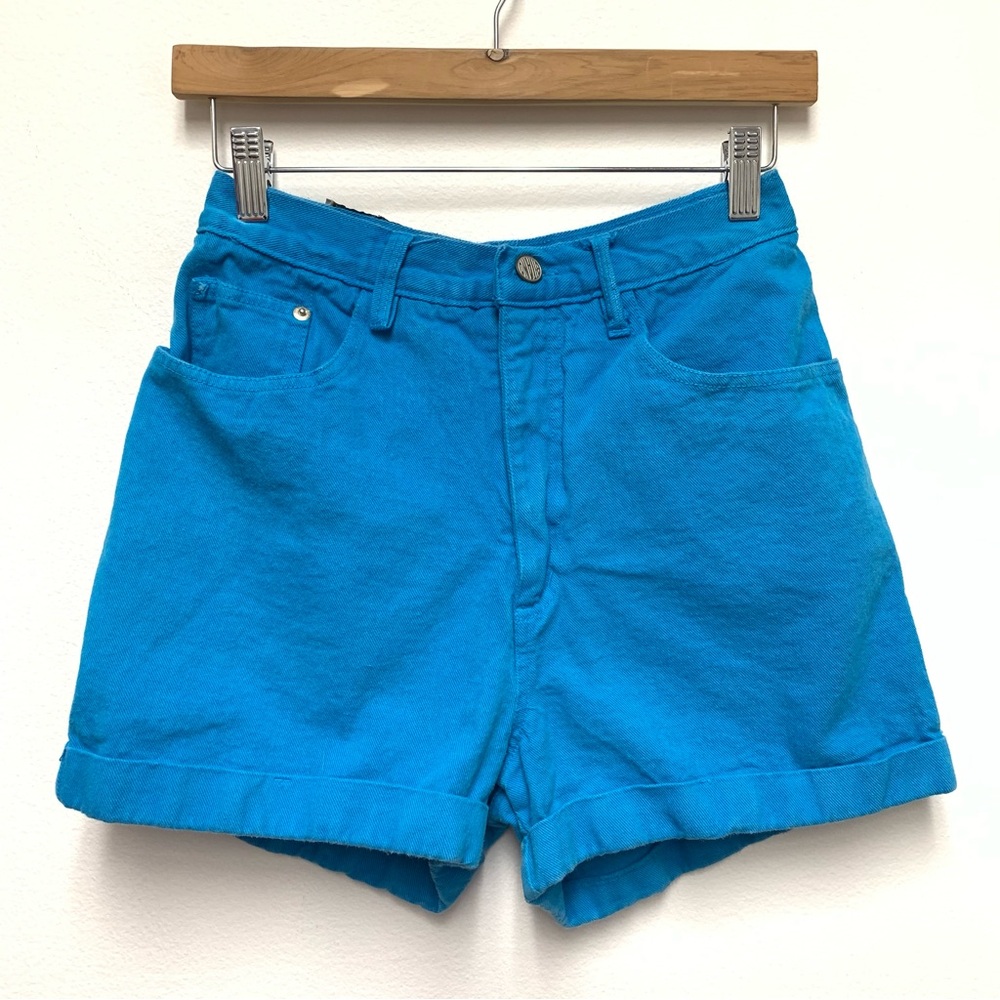 Vintage Gitano High Rise Denim Jean Shorts Fits 0/XS Teal Turquoise Blue 80s 90s